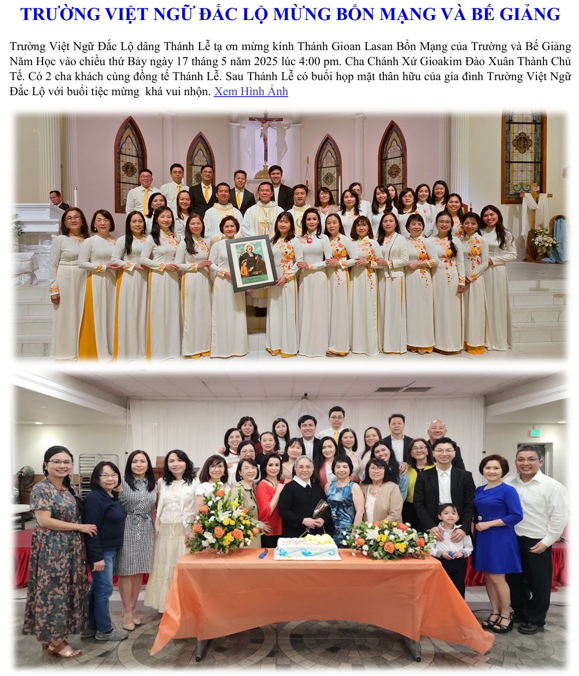 Lễ Kính Thánh Gioan Lasan - Liên hoan bế giảng